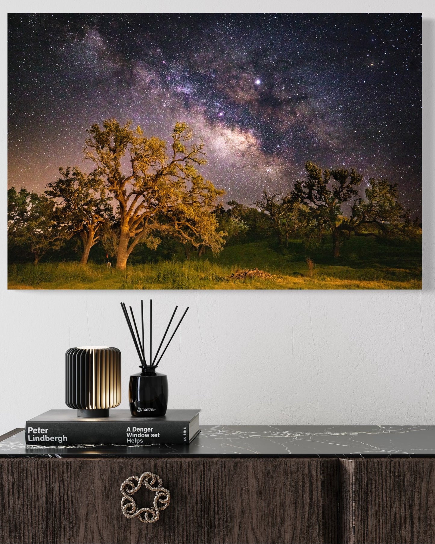 Galaxy Above Giant Oak Trees